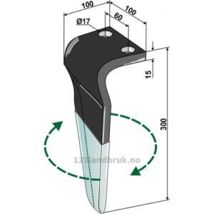 Fresetind til Horisontalfres (DURAFACE) - 300x100x15mm - Høyre