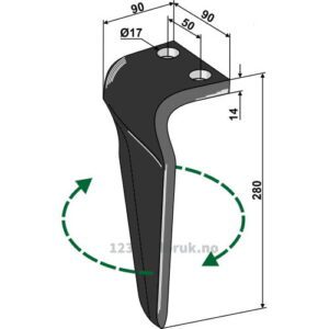 Fresetind til Horisontalfres 280mm - 280x90x14mm - Høyre - Gaspardo, Maschio