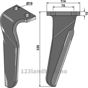 Fresetind til Horisontalfres 320mm - 320x114x15mm - Høyre - Gaspardo, Maschio