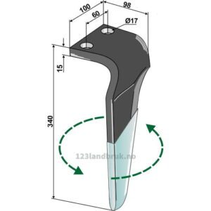 Fresetind til Horisontalfres (DURAFACE) - 340x100x15mm - Venstre - Gaspardo, Maschio