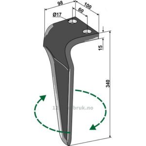Fresetind til Horisontalfres - 340x100x15mm - Høyre - Gaspardo, Maschio