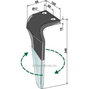 Fresetind til Horisontalfres (DURAFACE) - 340x100x15mm - Høyre