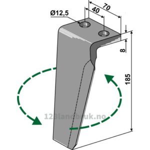 Fresetind til Horisontalfres - 185x70x8mm - Venstre - Agromec, Muratori