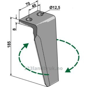 Fresetind til Horisontalfres - 185x70x8mm - Høyre - Agromec, Muratori