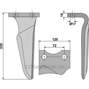 Fresetind til Horisontalfres 330mm - 330x120x16mm - Venstre - Niemeyer