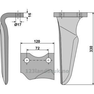 Fresetind til Horisontalfres 330mm - 330x120x16mm - Høyre - Niemeyer