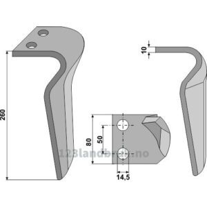 Fresetind til Horisontalfres - 260x80x10mm - Venstre - Alpego, Ortolan, Tortella