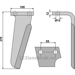 Fresetind til Horisontalfres 270mm - 270x100x12mm - Høyre - Perugini