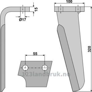 Fresetind til Horisontalfres 320mm - 320x100x15mm - Venstre - Perugini