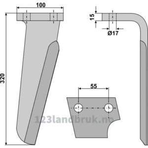 Fresetind til Horisontalfres 320mm - 320x100x15mm - Høyre - Perugini