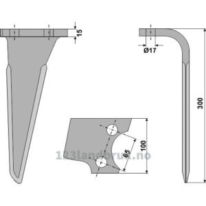 Fresetind til Horisontalfres 300mm - 300x100x15mm - Høyre - Frandent, Perugini