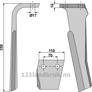 Fresetind til Horisontalfres 350mm - 350x110x16mm - Venstre - Rabe