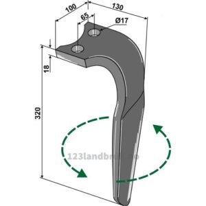 Fresetind til Horisontalfres 320mm - 320x100x18mm - Venstre - Rabe