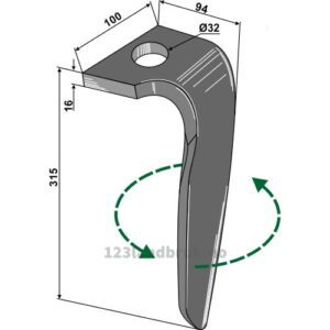 Fresetind til Horisontalfres - 315x100x16mm - Venstre - Rabe