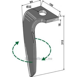 Fresetind til Horisontalfres - 315x100x16mm - Høyre - Rabe