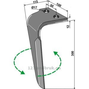 Fresetind til Horisontalfres 300mm - 300x100x12mm - Venstre - Rau