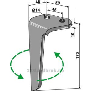 Fresetind til Horisontalfres - 170x80x10mm - Venstre - Rinieri