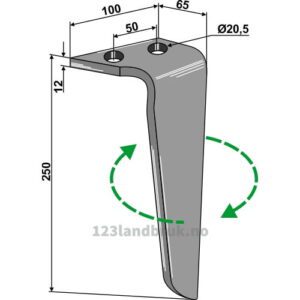 Fresetind til Horisontalfres - 250x100x12mm - Høyre - Rinieri