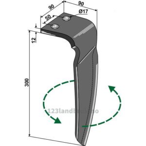 Fresetind til Horisontalfres 300mm - 300x90x12mm - Venstre - Vigolo