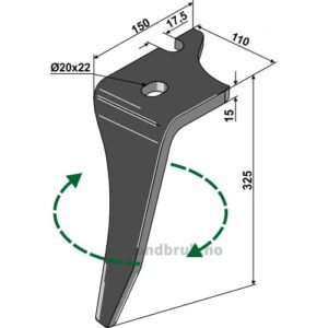Fresetind til Horisontalfres 325mm - 325x110x15mm - Høyre - Vogel u. Noot