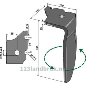 Fresetind til Horisontalfres 335mm - 335x110x15mm - Venstre - Vogel u. Noot