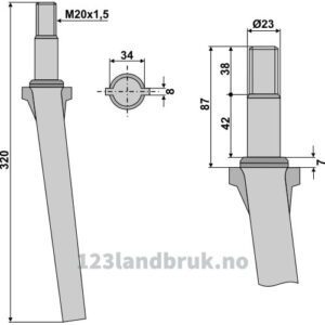 Fresetind til Horisontalfres 320mm - 320xM20x1,5mm - Lely