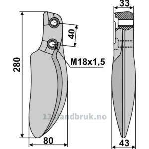 Freserkniv - 280x43mm - Dutzi