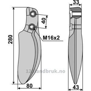 Freserkniv - 280x43mm - Dutzi