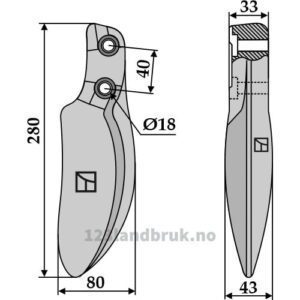 Freserkniv - 280x43mm - Dutzi