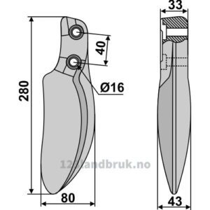 Freserkniv - 280x43mm - Dutzi