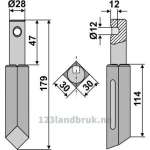 Rotorfreskniv til - 179x30x30mm - Rau