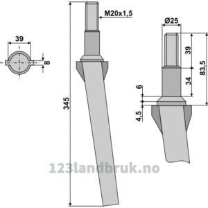 Fresetind til Horisontalfres 345mm - 345xM20x1,5mm - Forigo-Roteritalia, Rotorland