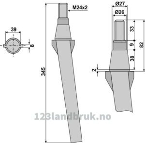 Fresetind til Horisontalfres 345mm - 345xM24x2mm - Vigolo