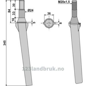 Fresetind til Horisontalfres 345mm - 345xM20x1,5mm - Celli, Rotorland
