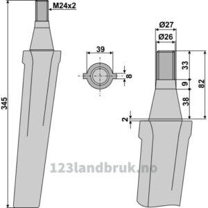 Fresetind til Horisontalfres 345mm - 345xM24x2mm - Vigolo, Vogel u. Noot