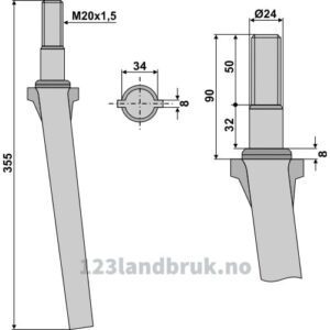 Fresetind til Horisontalfres 355mm - 355xM20x1,5mm - Lince