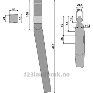 Fresetind til Horisontalfres 345mm - 345x30x30mm