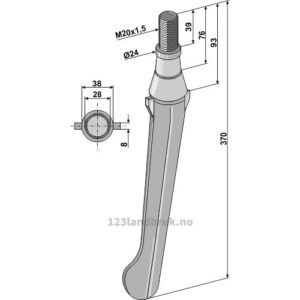Fresetind til Horisontalfres 370mm - 370xM20x1,5mm - Lely