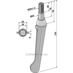 Fresetind til Horisontalfres 330mm - 330xM20x1,5mm - Lely