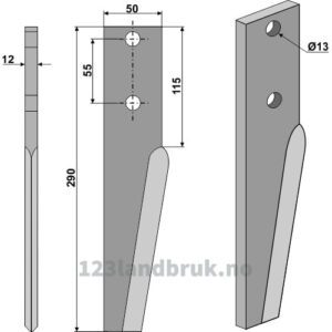 Fresetind til Horisontalfres - 290x50x12mm - Breviglieri