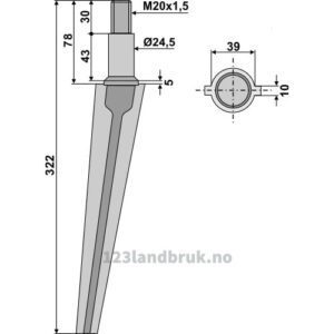 Fresetind til Horisontalfres 322mm - 322xM20x1,5mm - Doublet-Record, Morra