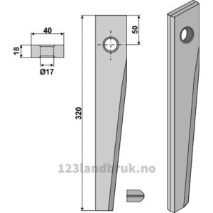 Fresetind til Horisontalfres for HR 1000-Serie - 320x40x18mm - Kuhn
