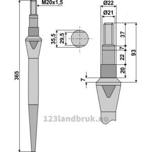 Fresetind til Horisontalfres 365mm - 365xM20x1,5mm - Vicon