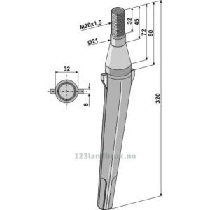 Fresetind til Horisontalfres 320mm - 320xM20x1,5mm - Remac