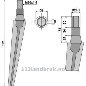 Fresetind til Horisontalfres 322mm - 322xM20x1,5mm - Morra, Quivogne