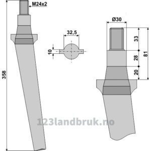 Fresetind til Horisontalfres 358mm - 358xM24x2mm - Remac