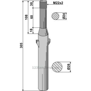 Fresetind til Horisontalfres 305mm - 305xM22x2mm - Agrator, JF
