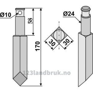 Rotorfreskniv til - 170x30x30mm - Rau