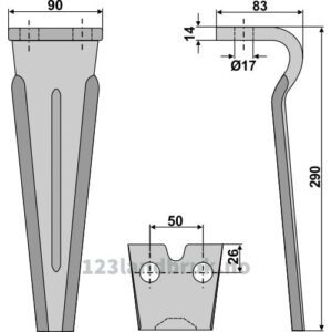 Fresetind til Horisontalfres - 290x90x14mm - Brenig, Forigo-Roteritalia