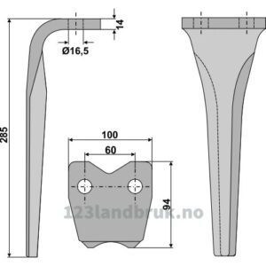 Fresetind til Horisontalfres - 285x100x14mm - Pegoraro